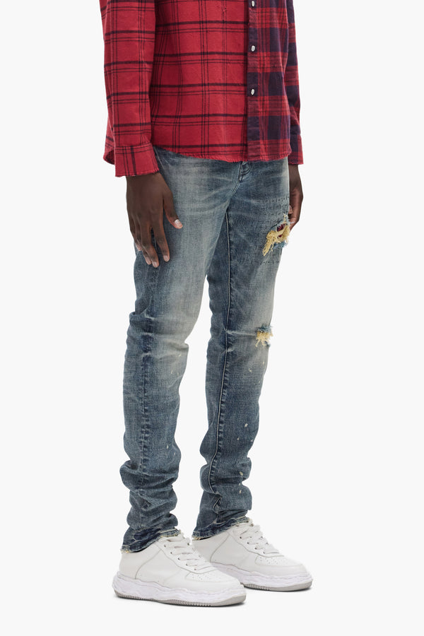 Purple Brand P001 Plaid Patch Mid Indigo