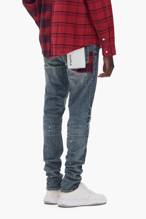 Purple Brand P001 Plaid Patch Mid Indigo