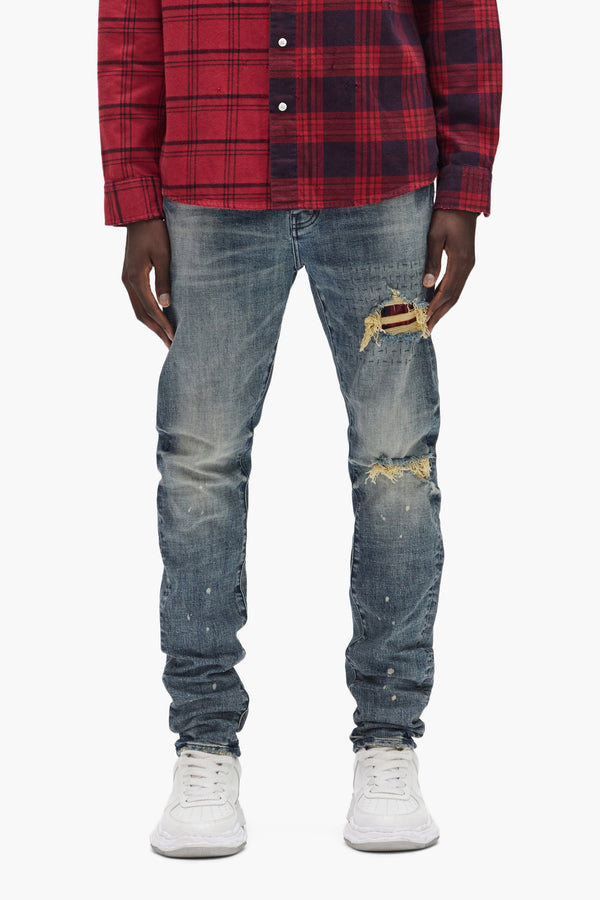 purple brand P001 Plaid Patch Mid Indigo