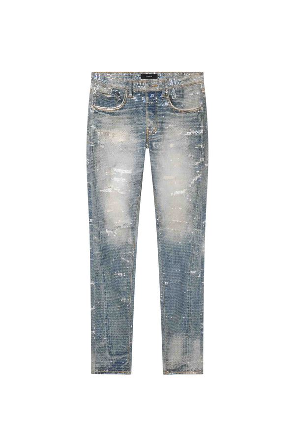 Purple Brand P001 Printed Sequin Light Indigo