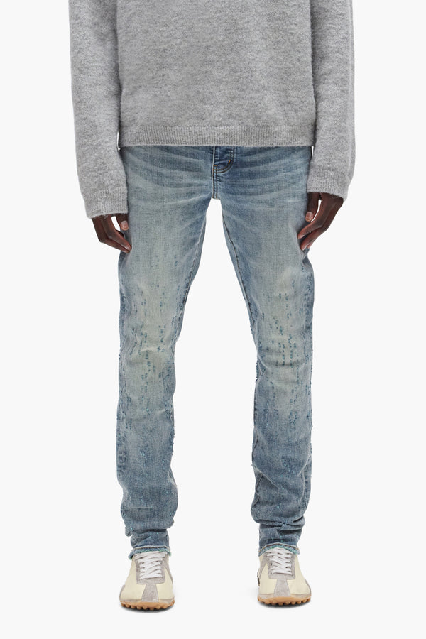 purple brand P001 Weft Buckshot Mid Indigo