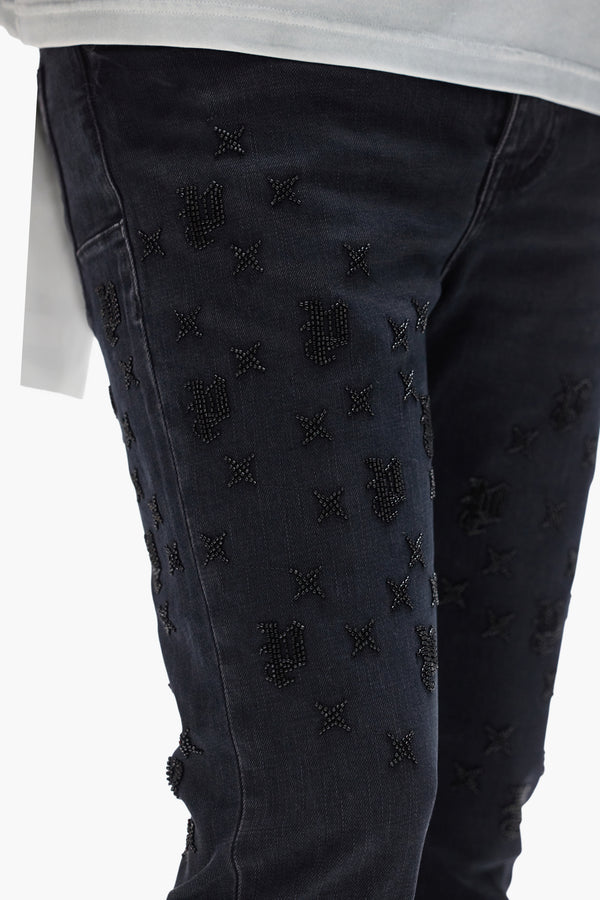 Purple Brand P004 Beaded Monogram Black