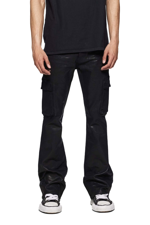 purple brand P004 Coated Cargo Flare Black