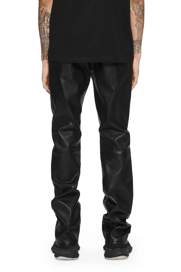 Purple Brand P004 FLARE JEAN - Black Stretch Leather
