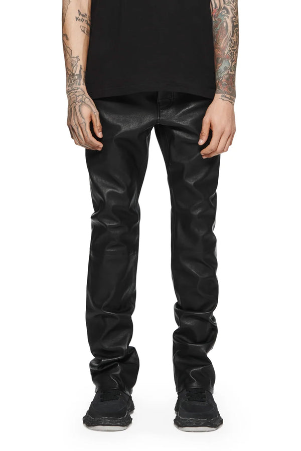 purple brand P004 FLARE JEAN - Black Stretch Leather
