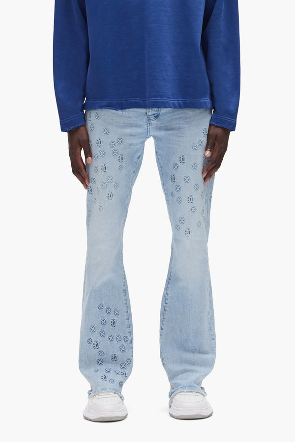 purple brand P004 Monogram Embossed Light Indigo