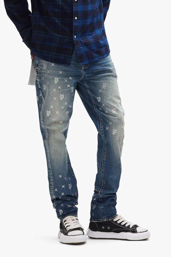 Purple Brand P005 Monogram Bling Mid Indigo