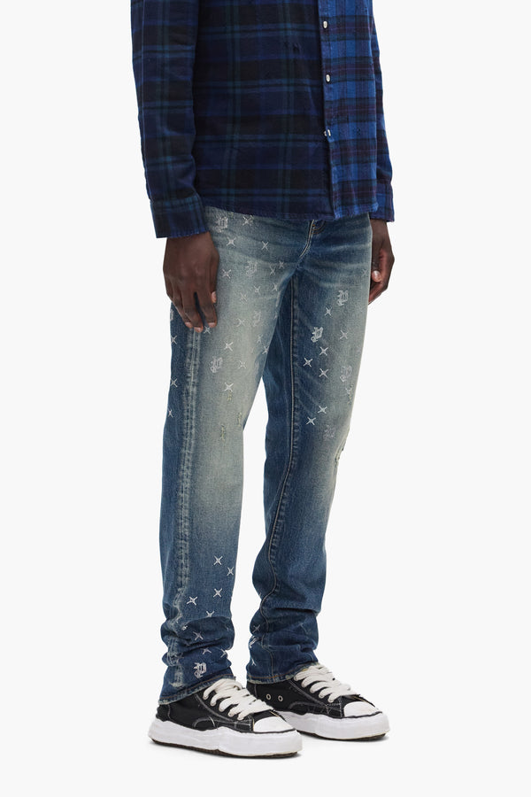 Purple Brand P005 Monogram Bling Mid Indigo