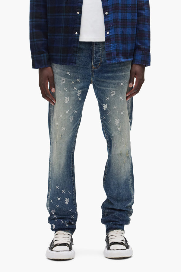 purple brand P005 Monogram Bling Mid Indigo