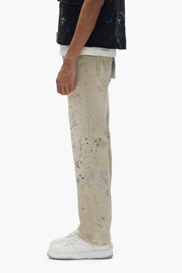 Purple Brand P011 Double Paint Embroidery Beige