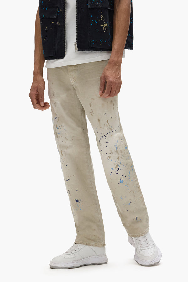 Purple Brand P011 Double Paint Embroidery Beige