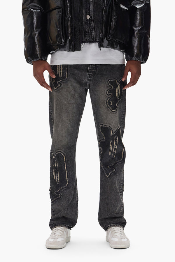 purple brand P011 Sequin Logo Black