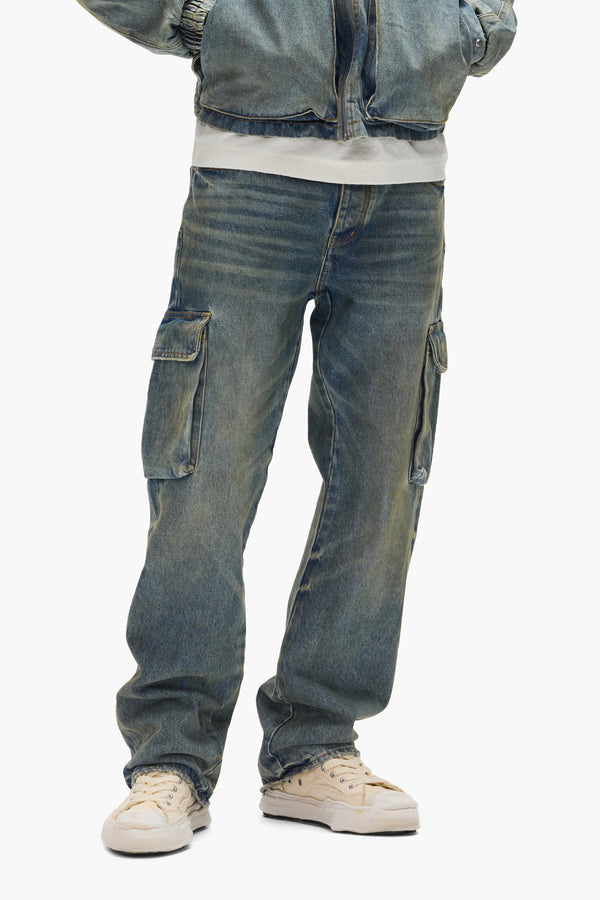 Purple Brand P011 Vintage Cargo Light Indigo