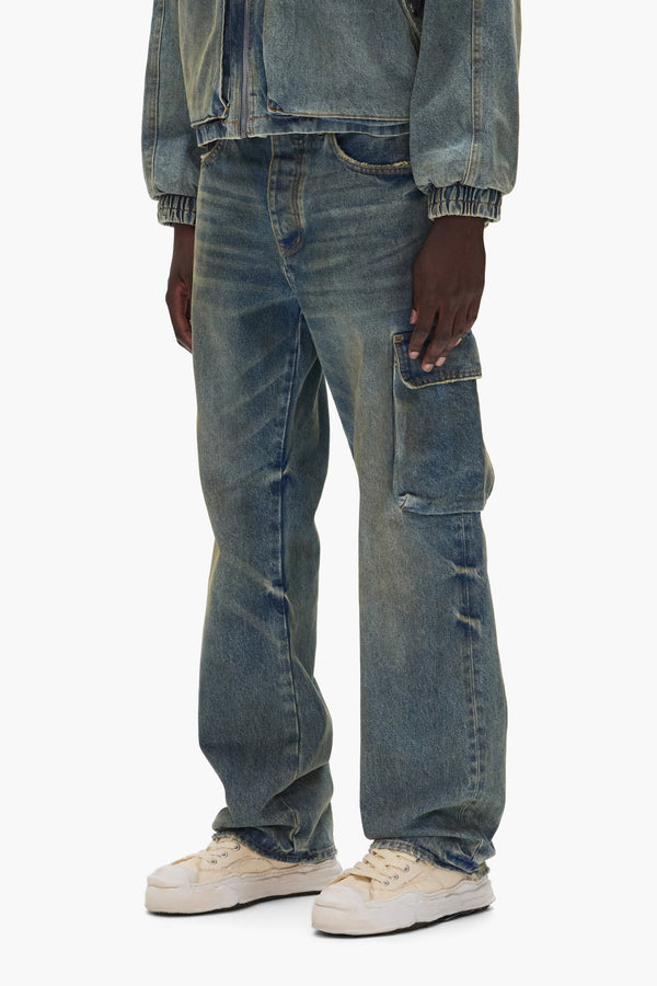 Purple Brand P011 Vintage Cargo Light Indigo