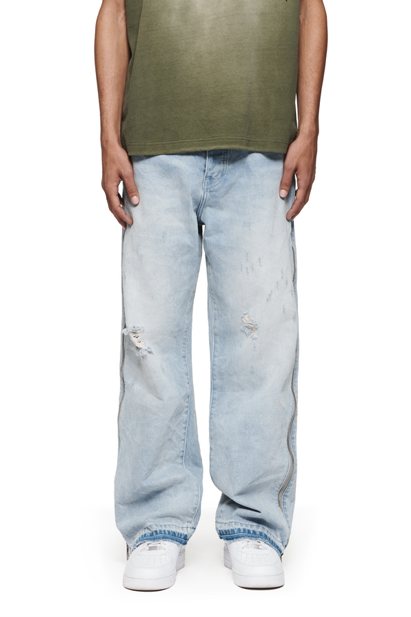 purple brand P018 Full Side Zip Light Indigo