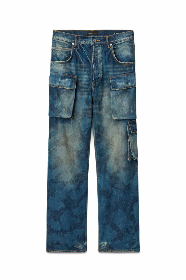 Purple Brand P018 Triple Pocket Cargos Blue