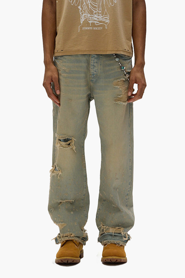 purple brand P018 Verditer Destroyed Light Indigo