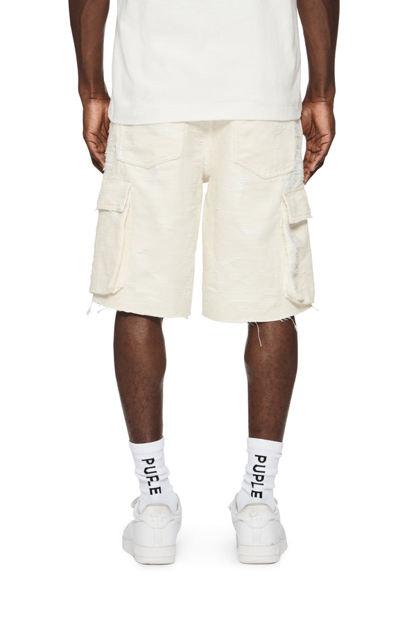 Purple Brand P022 Jacquard Cargo Shorts Ivory