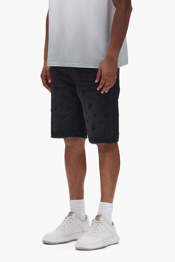 Purple Brand P059 Beaded Monogram Short Black