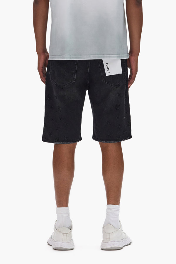 Purple Brand P059 Beaded Monogram Short Black