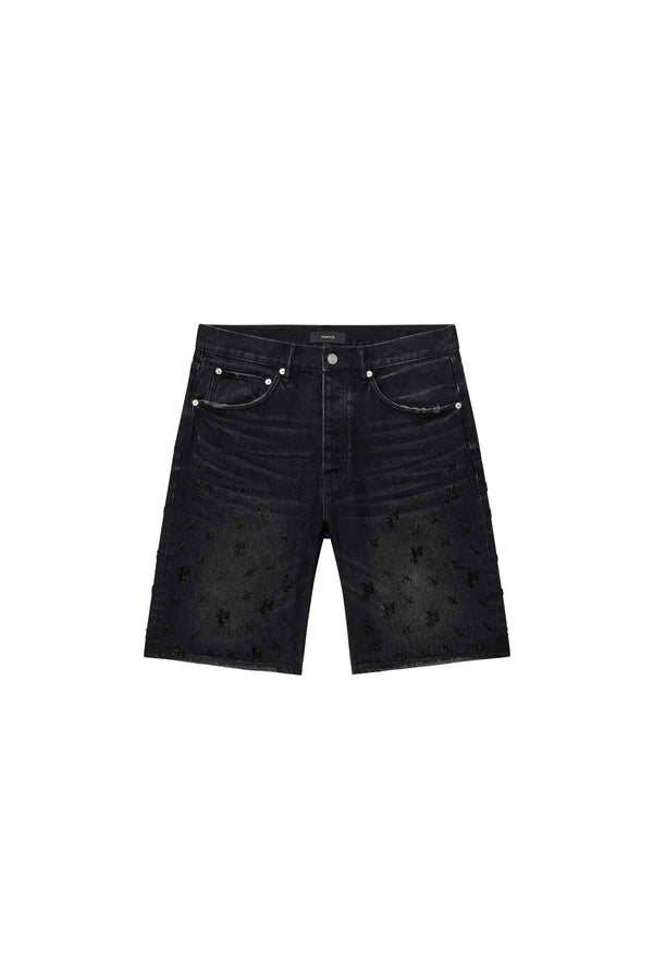 Purple Brand P059 Beaded Monogram Short Black