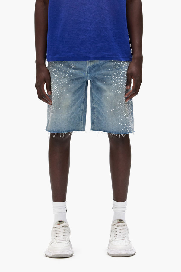 purple brand P059 Hotfix Pearl Shorts Light Indigo