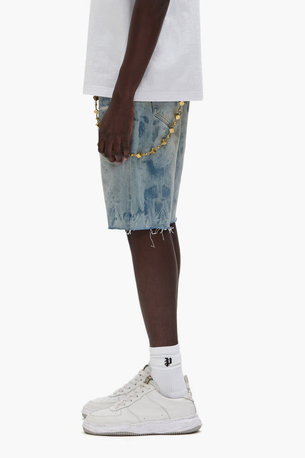 Purple Brand P059 Mixed Paint Shorts Mid Indigo