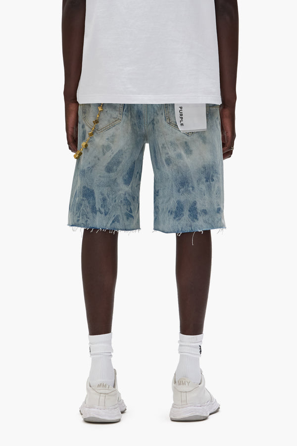 Purple Brand P059 Mixed Paint Shorts Mid Indigo