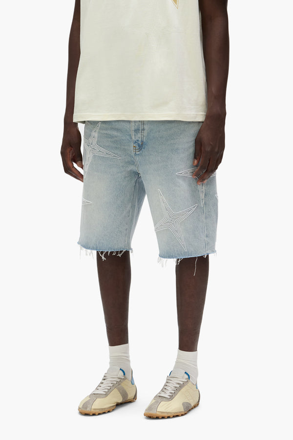 Purple Brand P059 Tuft Stars Shorts Light Indigo