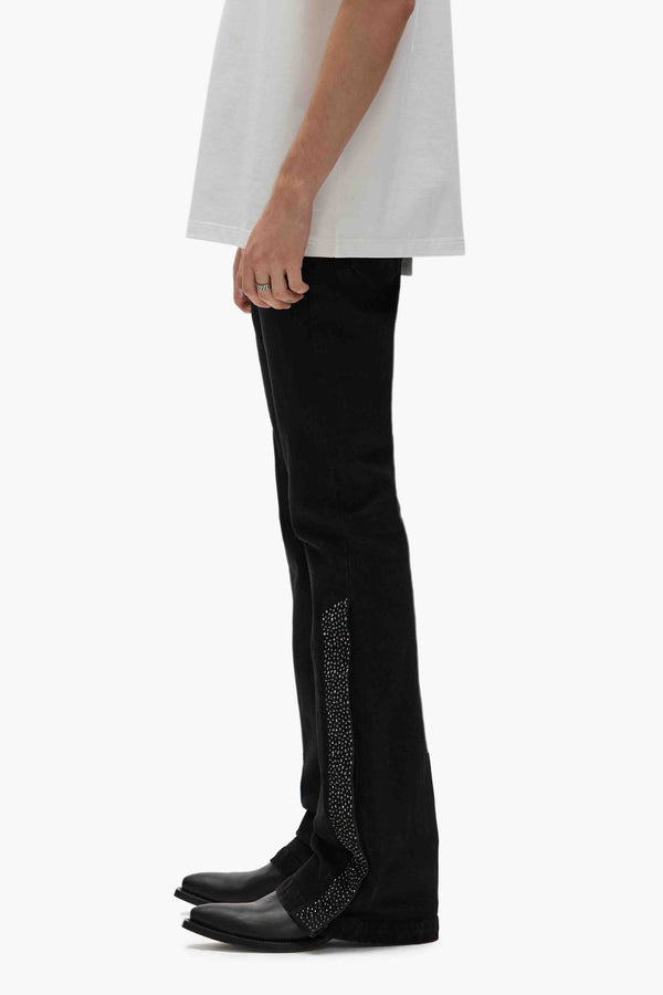 Purple Brand P067 Flare Crystal Side Snap Black