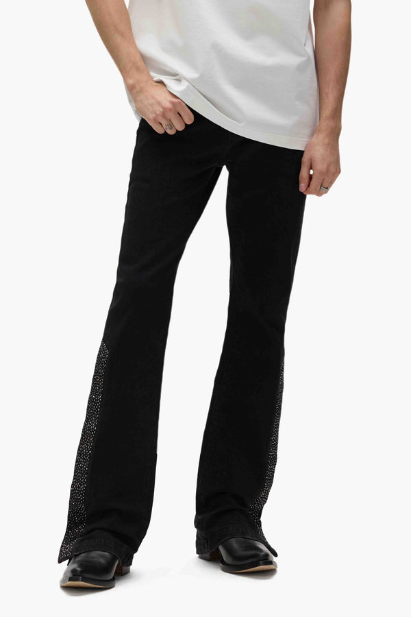 Purple Brand P067 Flare Crystal Side Snap Black