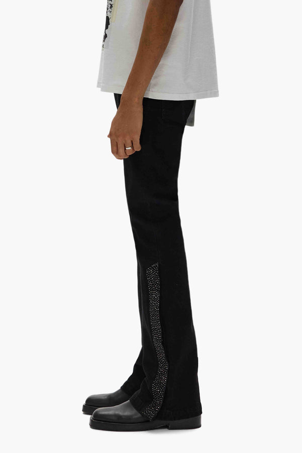 Purple Brand P067 Flare Crystal Side Snap Black