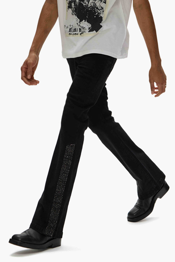 Purple Brand P067 Flare Crystal Side Snap Black