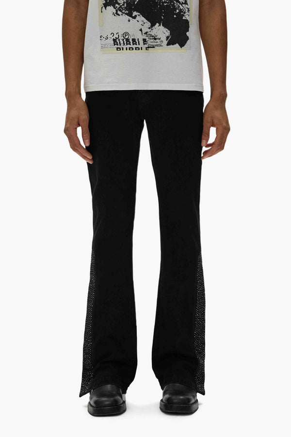 purple brand P067 Flare Crystal Side Snap Black