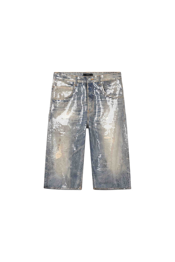 Purple Brand P070 Sequin Shorts Light Indigo