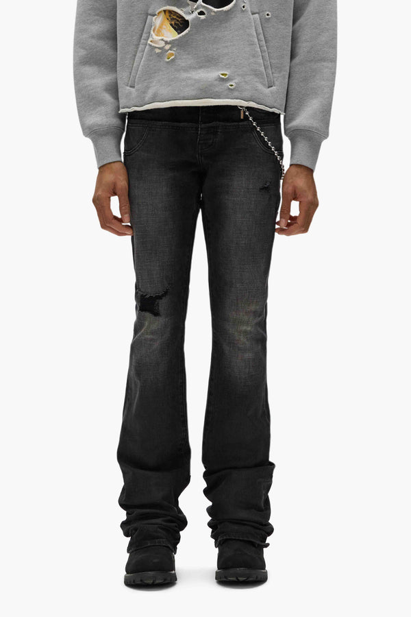 purple brand P072 Double Waist Coated Black