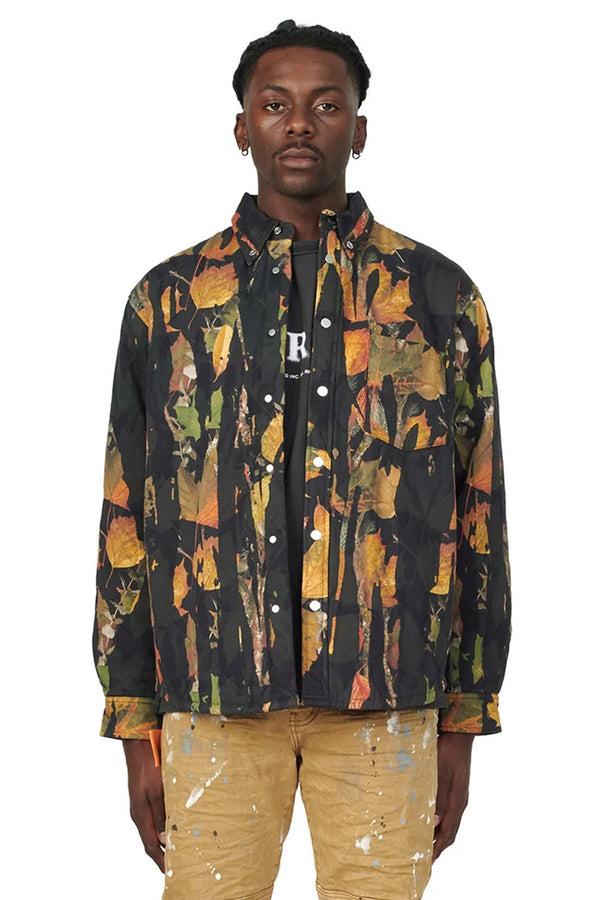 purple brand P313 QUILTED JACKET - Drip Camo Black