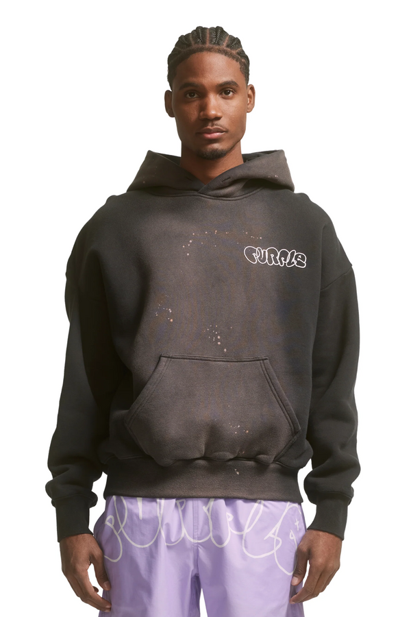 purple brand P401 Stone Washed Fleece Hoodie Black
