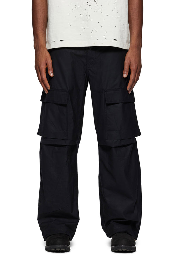 purple brand P527 Double Pocket Cargos Black
