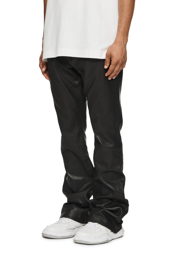 Purple Brand P531 Leather Slim Flare Pants Black