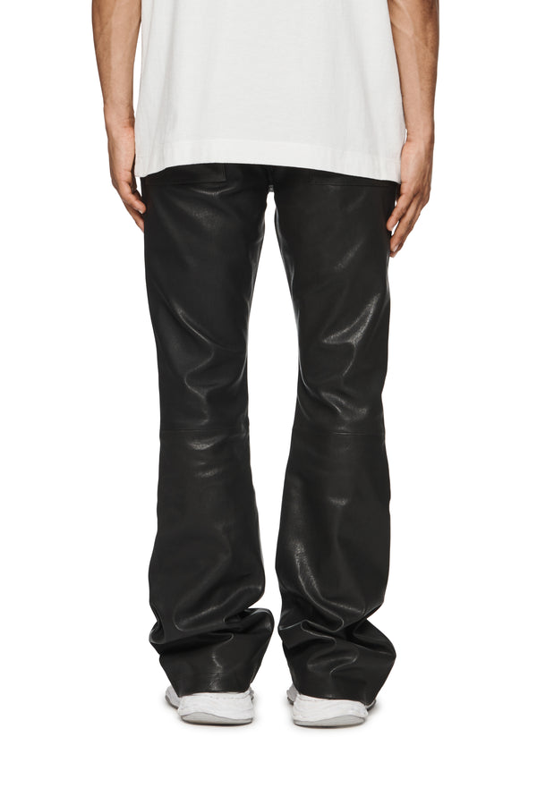 Purple Brand P531 Leather Slim Flare Pants Black