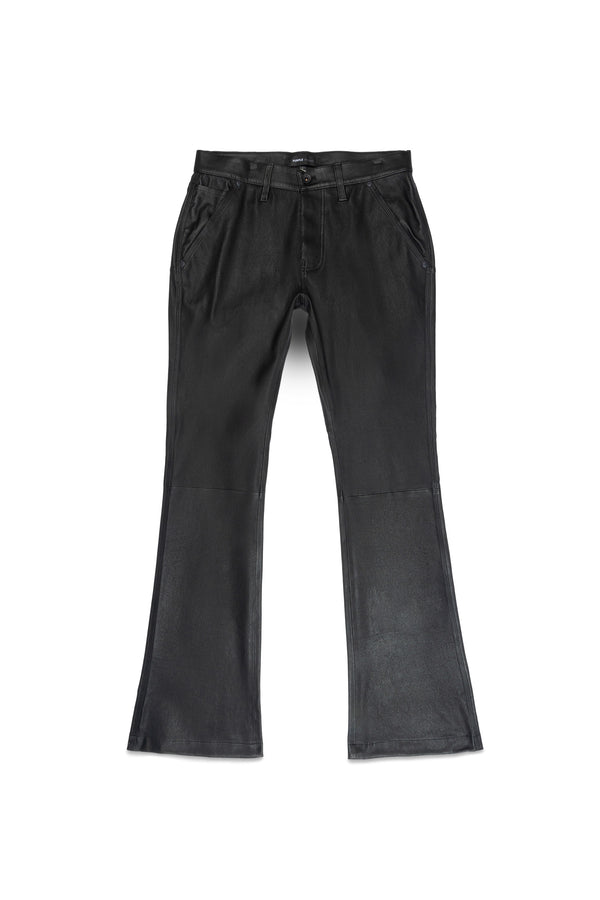 Purple Brand P531 Leather Slim Flare Pants Black