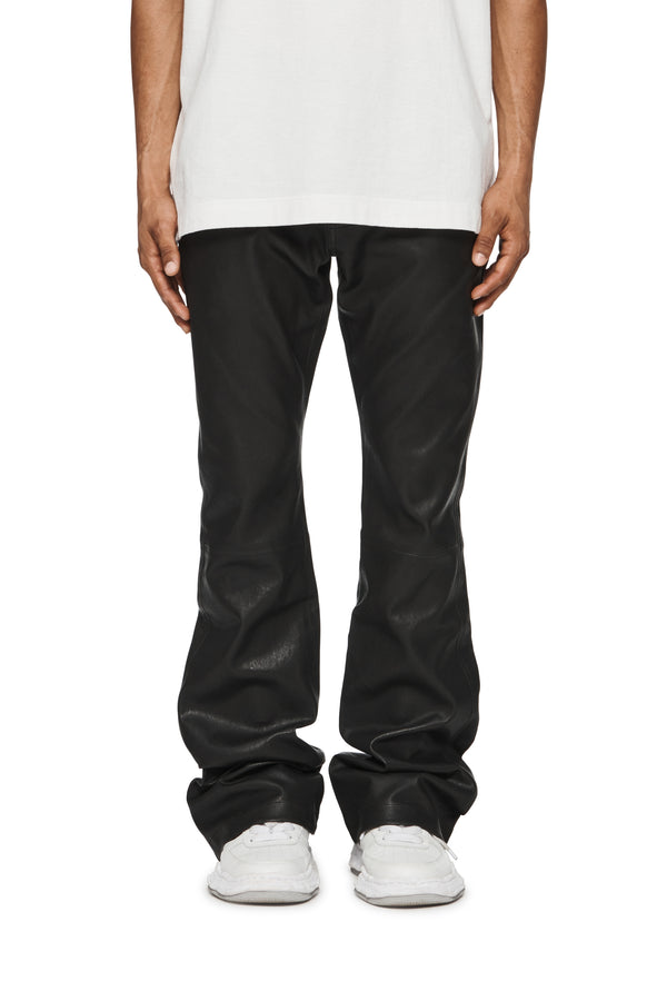 purple brand P531 Leather Slim Flare Pants Black