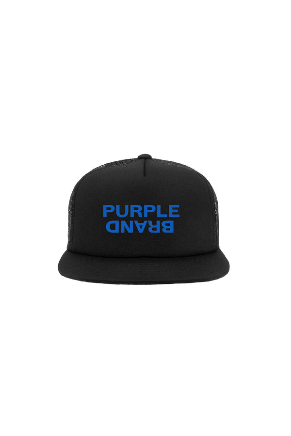 purple brand P902 5 PANEL HAT - Blue Text Blue