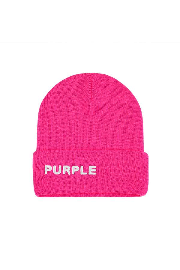 purple brand P921 ACRYLIC CUFFED BEANIE - Pink