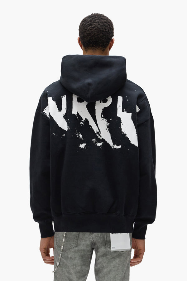Purple Brand Painted Wordmark Hoodie Black
