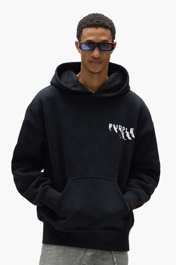 Purple Brand Painted Wordmark Hoodie Black