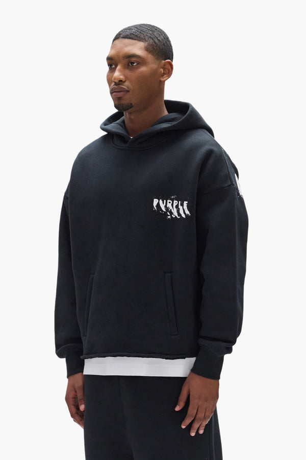 Purple Brand Painted Wordmark Hoodie Black