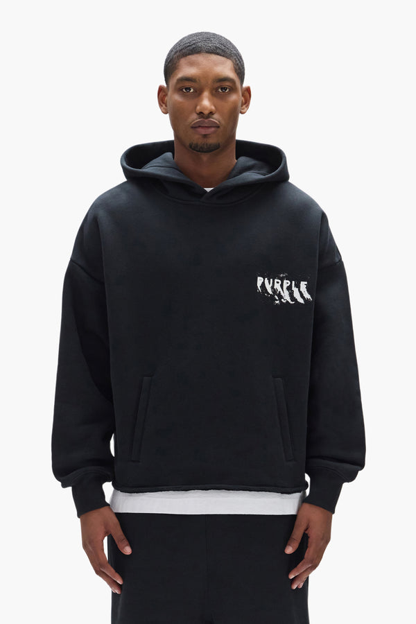 purple brand Painted Wordmark Hoodie Black
