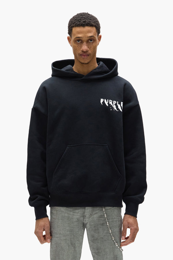 purple brand Painted Wordmark Hoodie Black